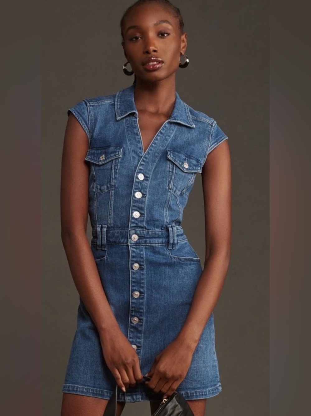 Paige Sleeveless Dark Wash Denim Dress